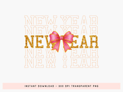 Pink Coquette Retro New Year Sublimation PNG