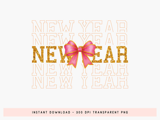 Pink Coquette Retro New Year Sublimation PNG