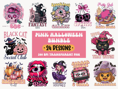 Pink Halloween PNG Sublimation Bundle