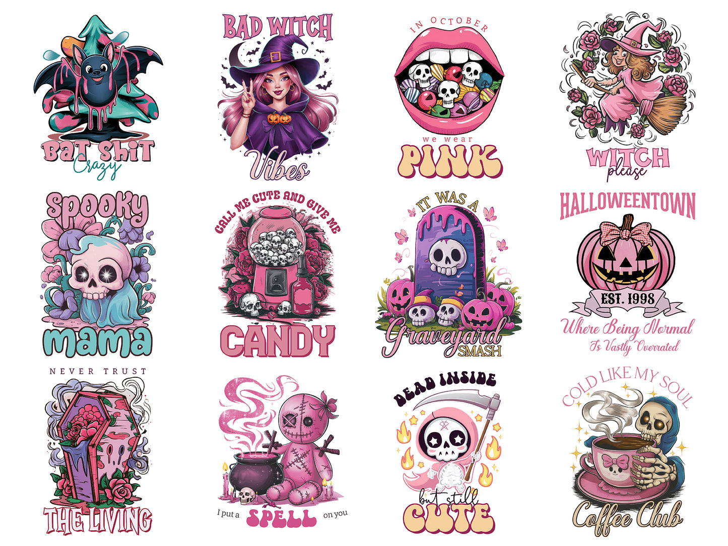 Pink Halloween PNG Sublimation Bundle