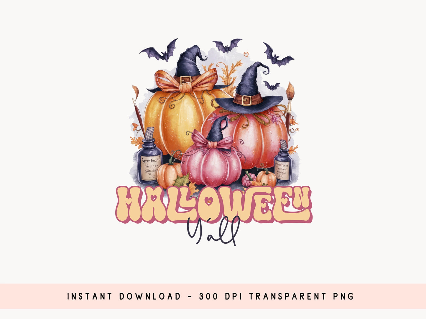 Free Pink Halloween Y'all PNG Sublimation Design