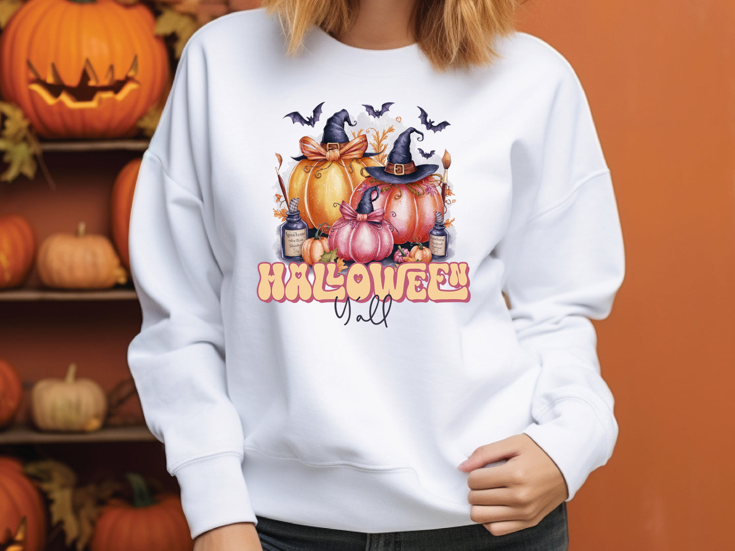 Free Pink Halloween Y'all PNG Sublimation Design