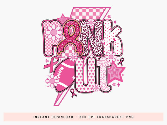 Pink Out, Preppy Breast Cancer Sublimation PNG