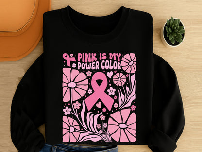 Pink is My Power Color, Breast Cancer Boho Flower SVG