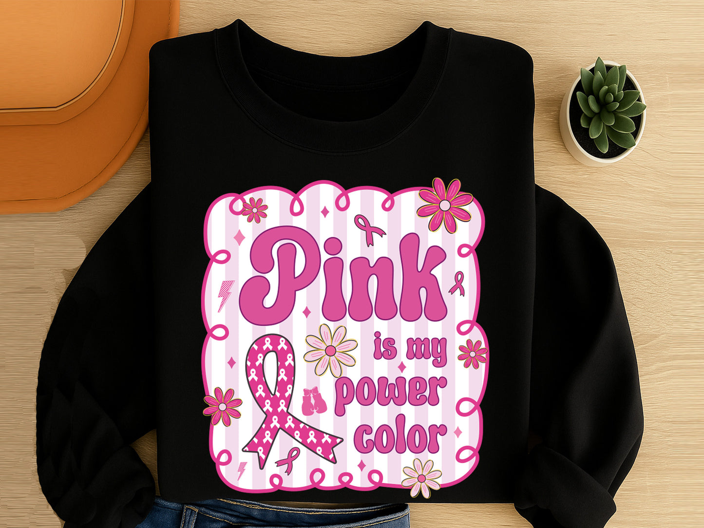 Pink is My Power Color, Breast Cancer Preppy Sublimation