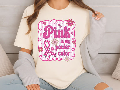 Pink is My Power Color, Breast Cancer Preppy Sublimation