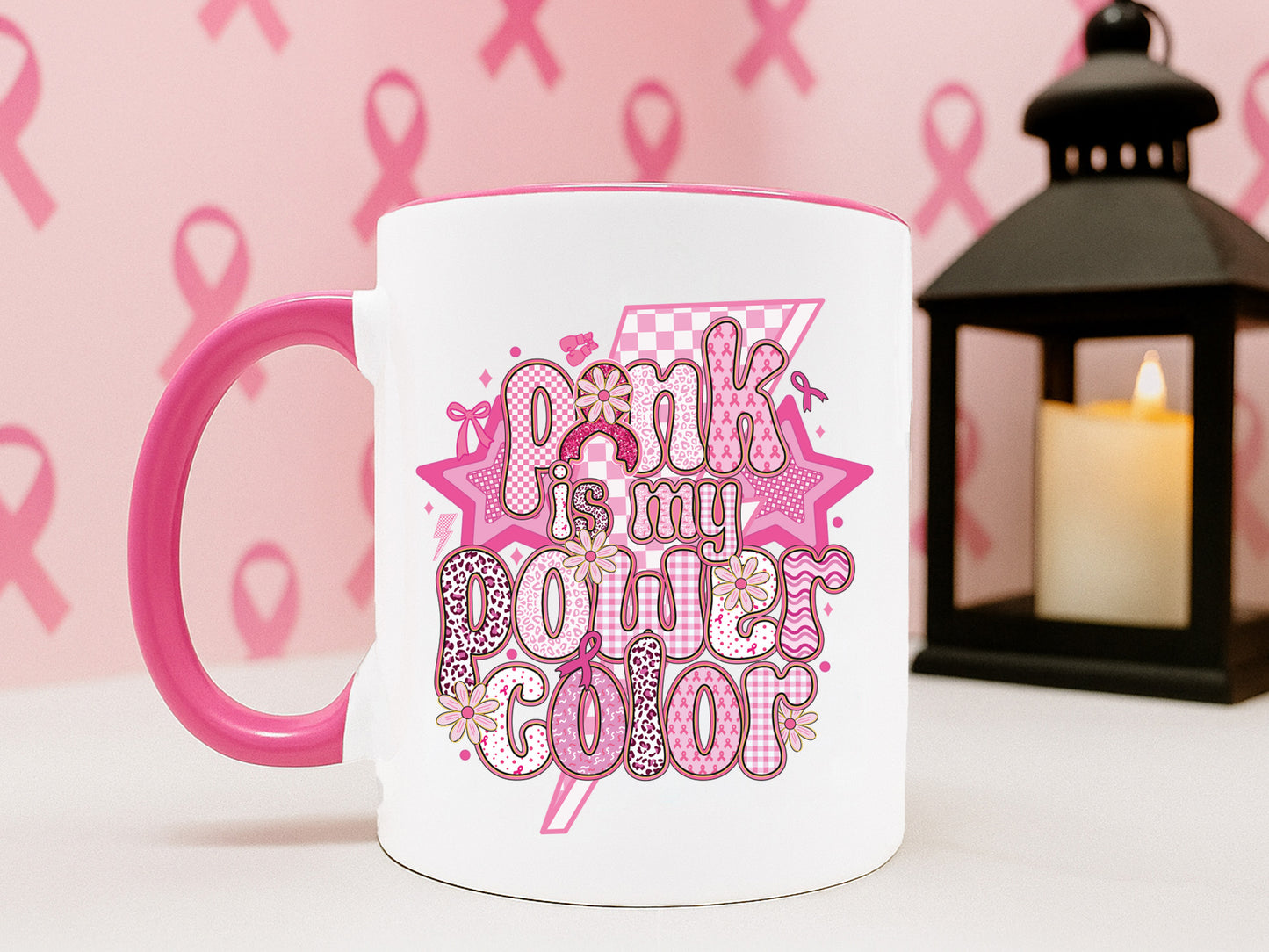 Pink is My Power Color, Preppy Breast Cancer Sublimation