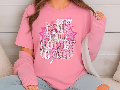 Pink is My Power Color, Preppy Breast Cancer Sublimation