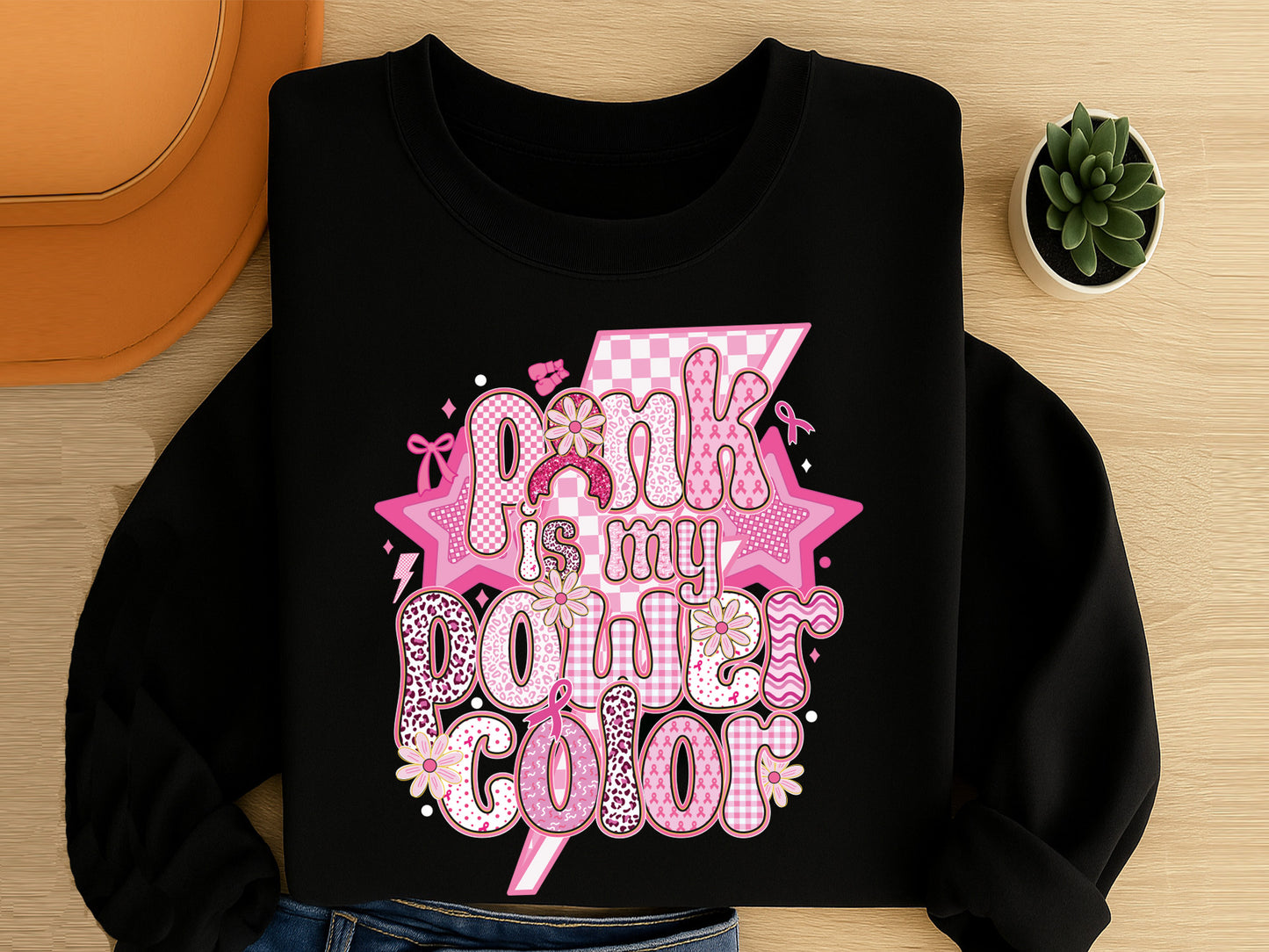 Pink is My Power Color, Preppy Breast Cancer Sublimation