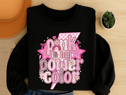 Pink is My Power Color, Preppy Breast Cancer Sublimation
