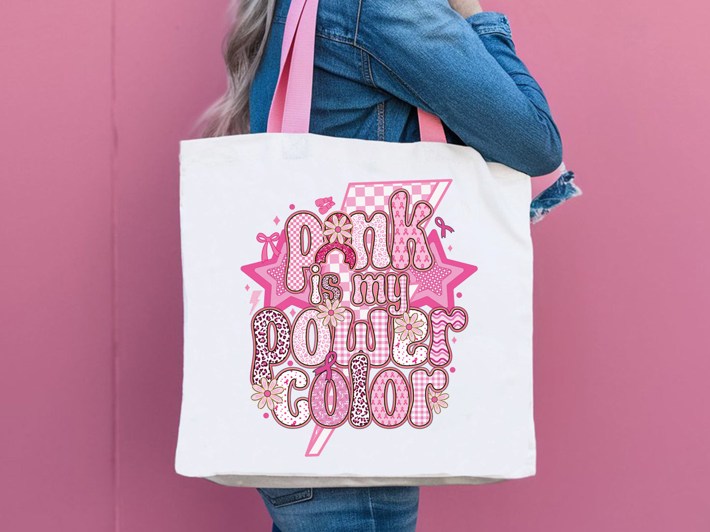 Pink is My Power Color, Preppy Breast Cancer Sublimation