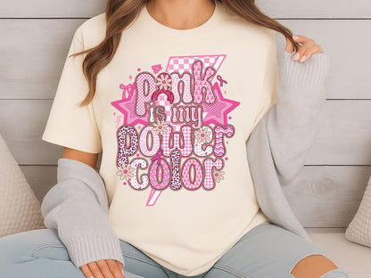Pink is My Power Color, Preppy Breast Cancer Sublimation