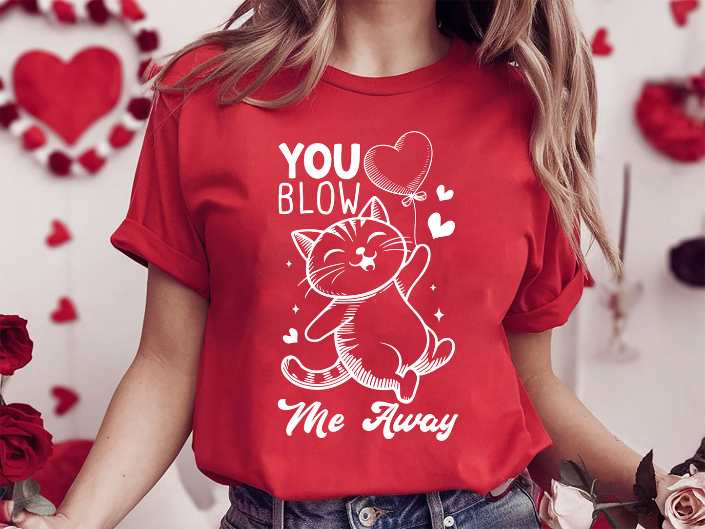 Playful Valentine Cat SVG Graphic - You Blow Me Away