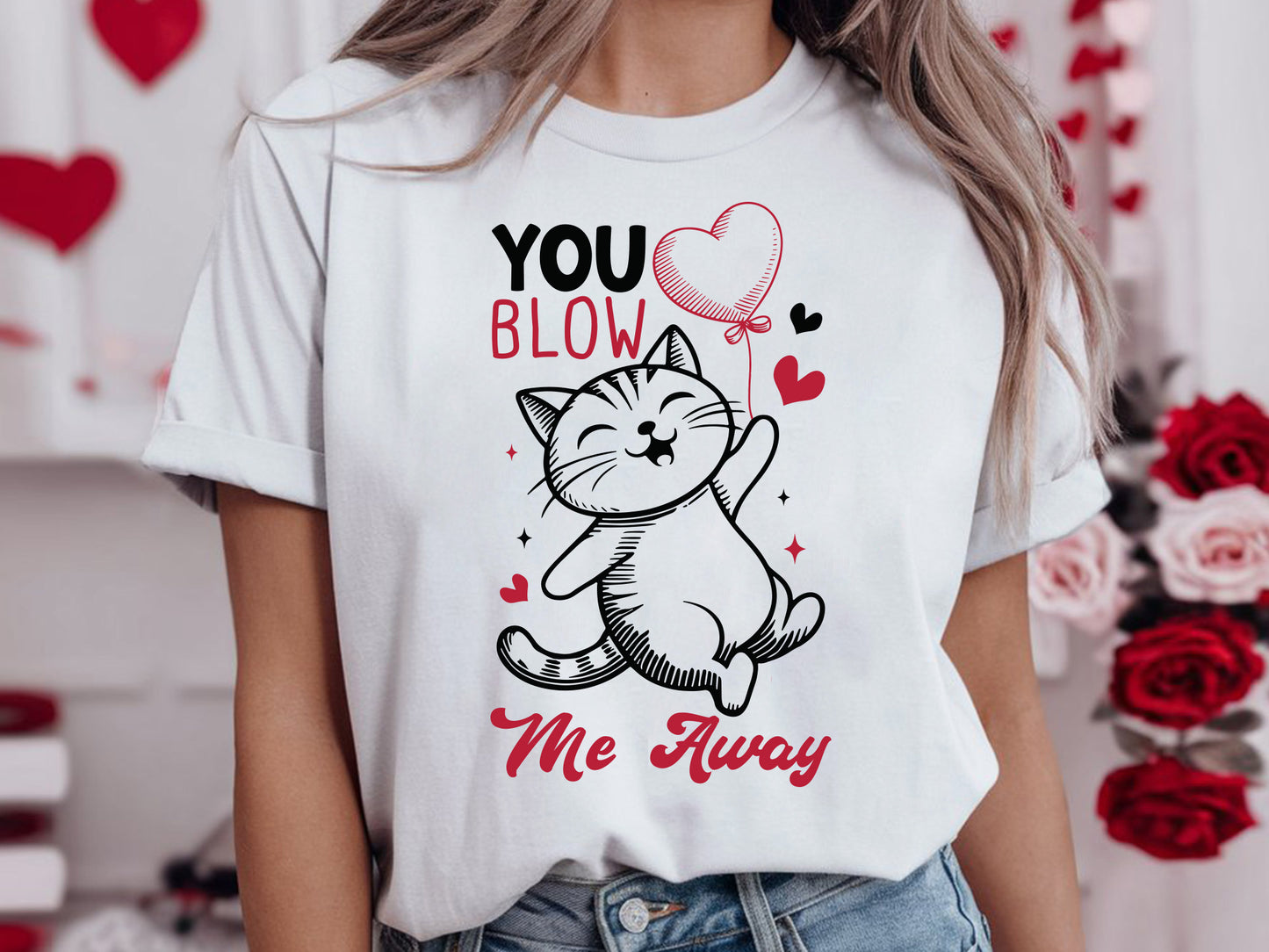 Playful Valentine Cat SVG Graphic - You Blow Me Away