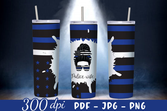Police 20oz Skinny Sublimation Tumbler