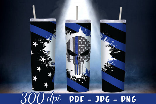 Police 20oz Tumbler Wrap Sublimation Design