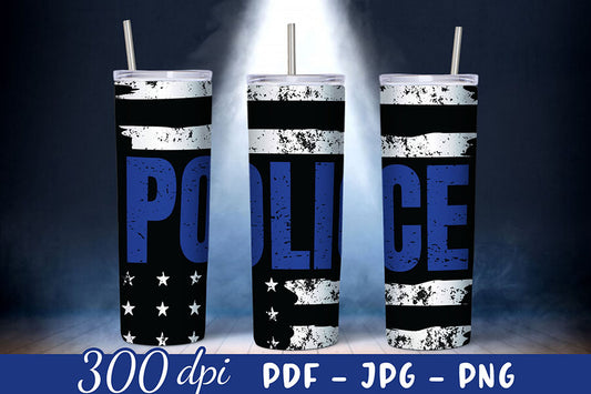 Police Skinny Tumbler Wrap 20oz Sublimation