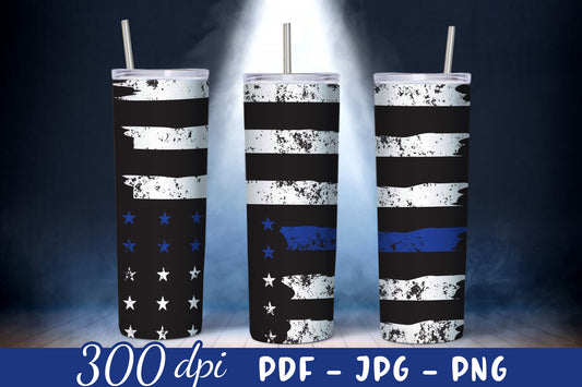 Police Tumbler Wrap Sublimation Design PNG