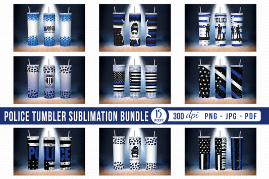 Police Tumbler Wraps Sublimation Bundle