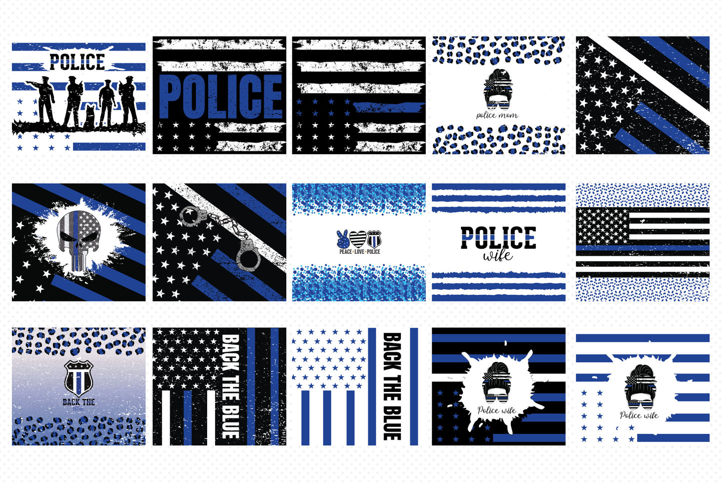 Police Tumbler Wraps Sublimation Bundle