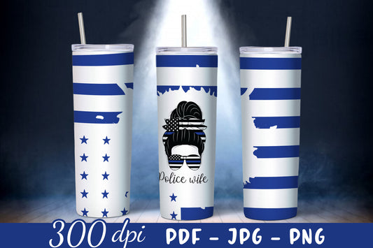 Police Wife Skinny Tumbler PNG Design