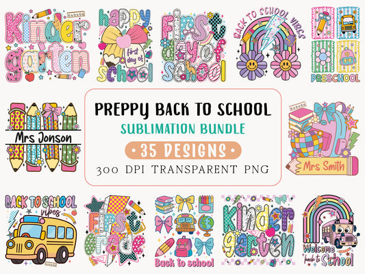 Preppy Back to School Sublimation Designs Bundle