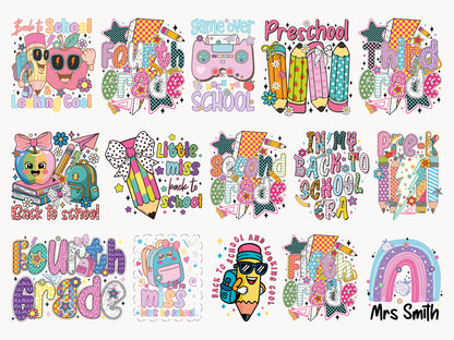 Preppy Back to School Sublimation Designs Bundle