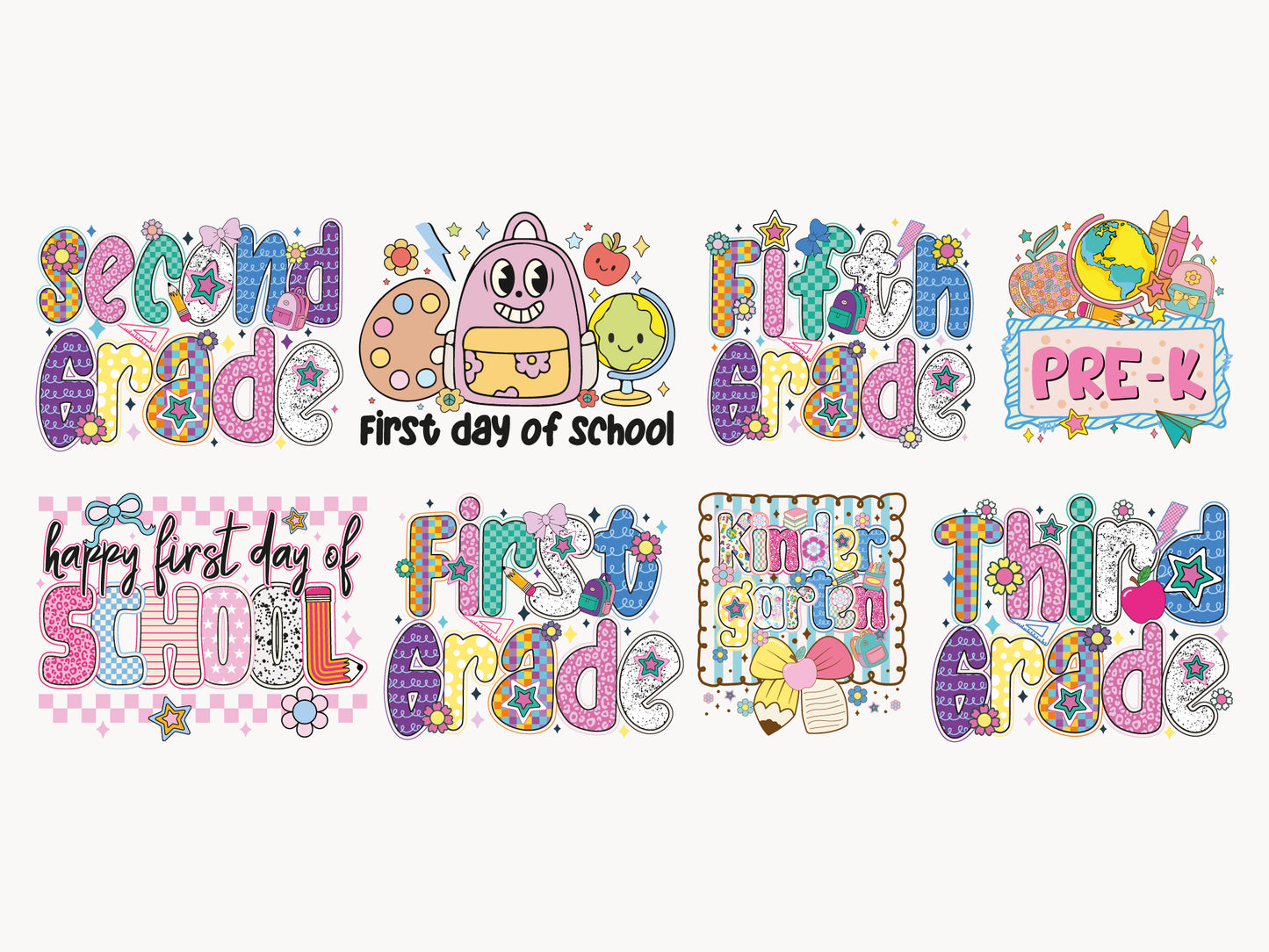 Preppy Back to School Sublimation Designs Bundle