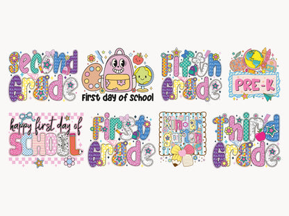Preppy Back to School Sublimation Designs Bundle