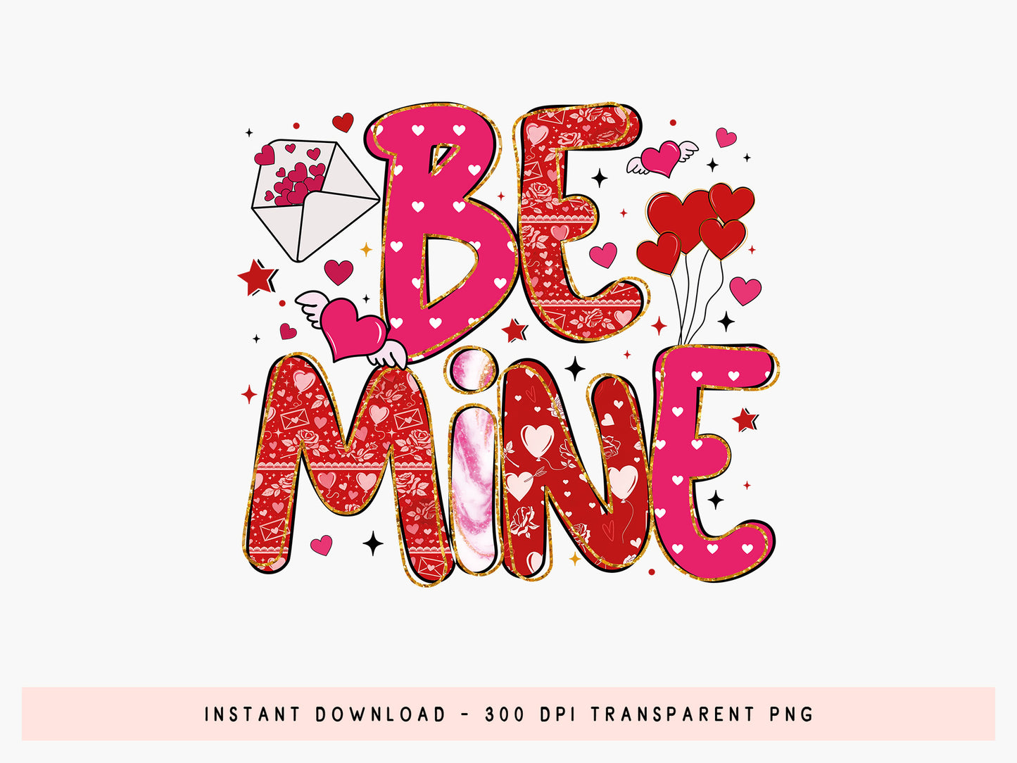 Preppy Be Mine Valentine Sublimation Design