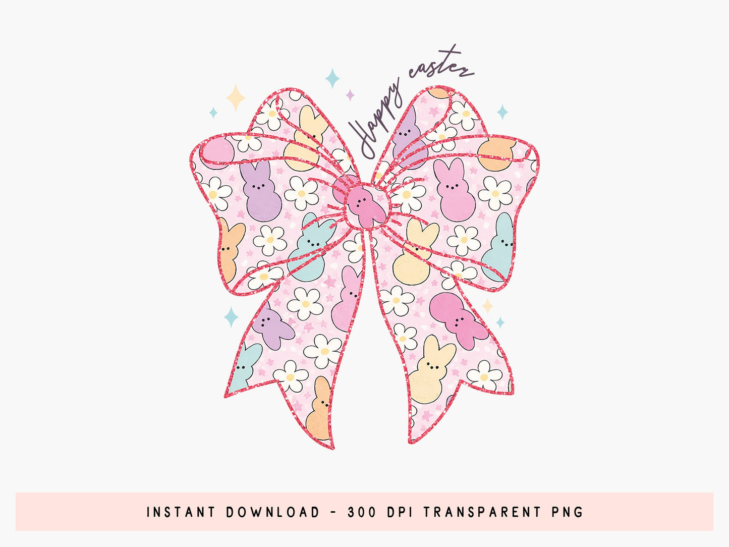 Preppy Bunny Coquette Happy Easter PNG