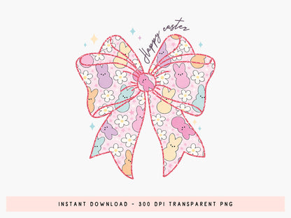 Preppy Bunny Coquette Happy Easter PNG