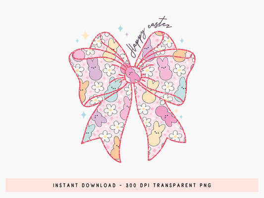Preppy Bunny Coquette Happy Easter PNG
