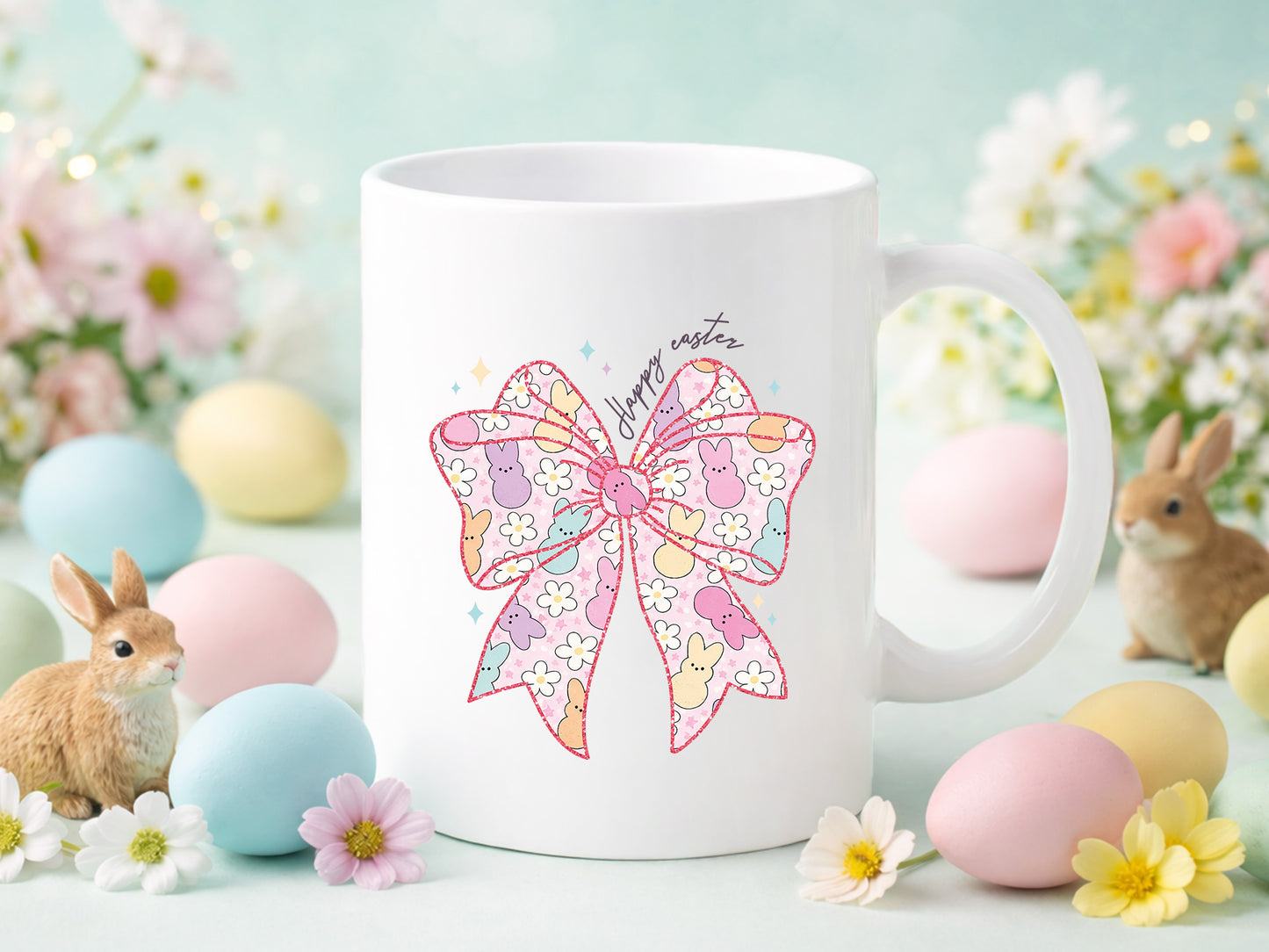 Preppy Bunny Coquette Happy Easter PNG