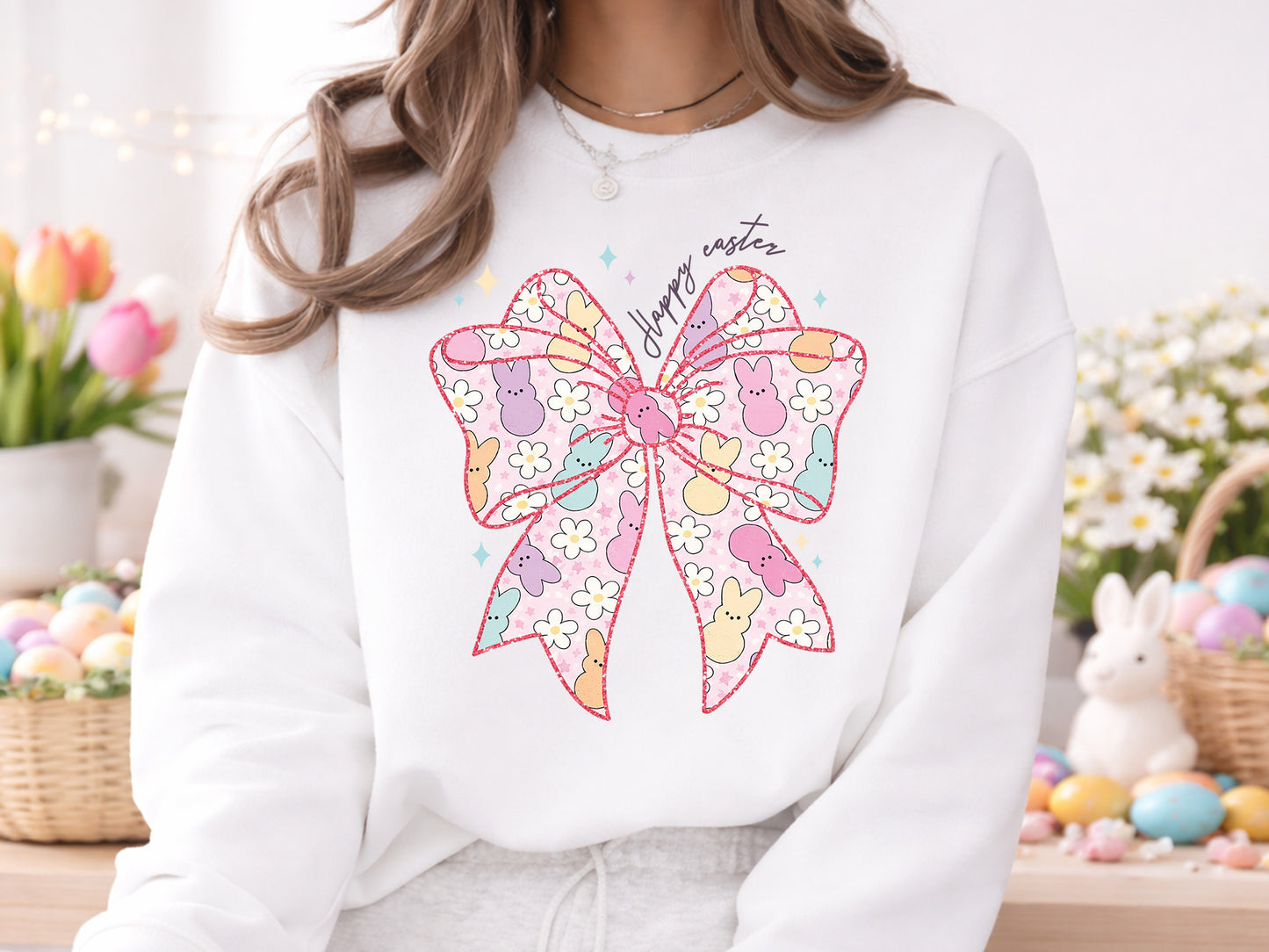 Preppy Bunny Coquette Happy Easter PNG