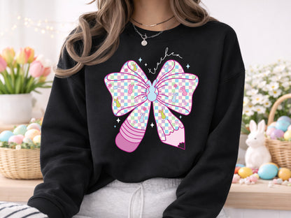 Preppy Coquette Easter Teacher PNG Sublimation