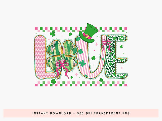 Preppy Coquette Love St Patrick's Day Sublimation