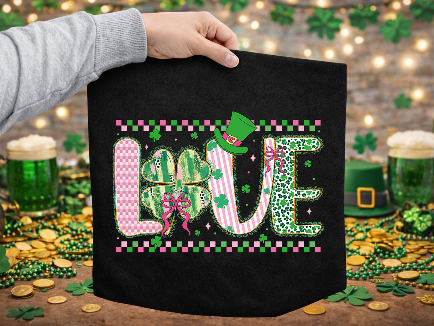 Preppy Coquette Love St Patrick's Day Sublimation