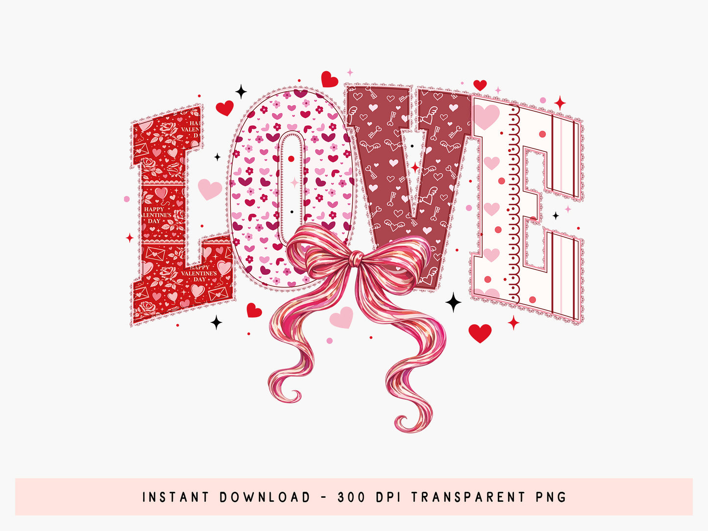 Preppy Coquette Love Valentine Sublimation