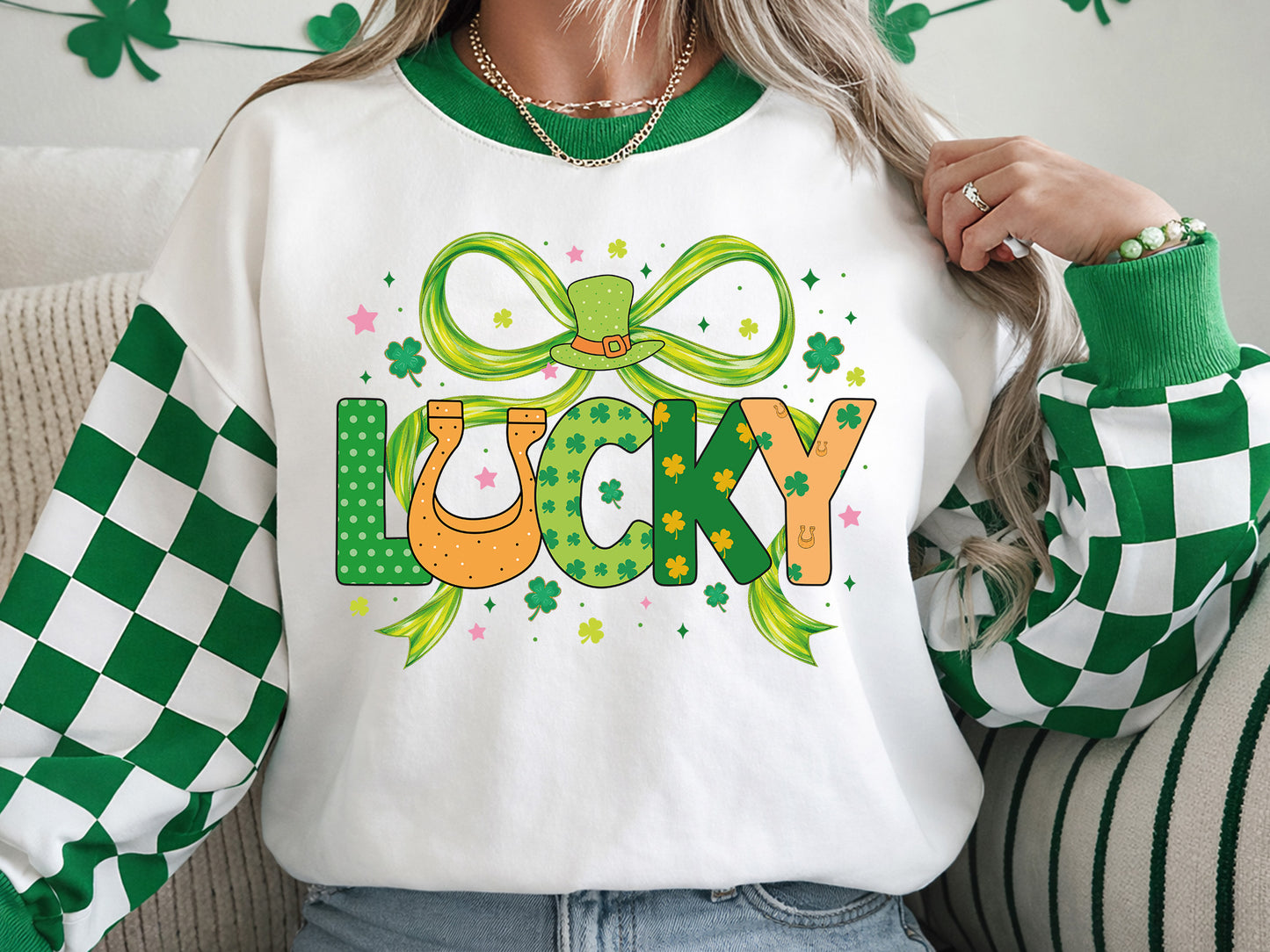 Preppy Coquette Lucky St Patrick's Day Sublimation