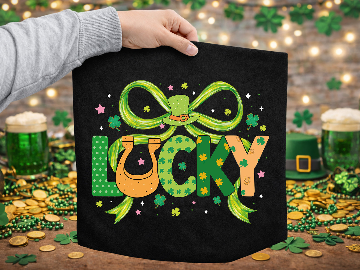 Preppy Coquette Lucky St Patrick's Day Sublimation