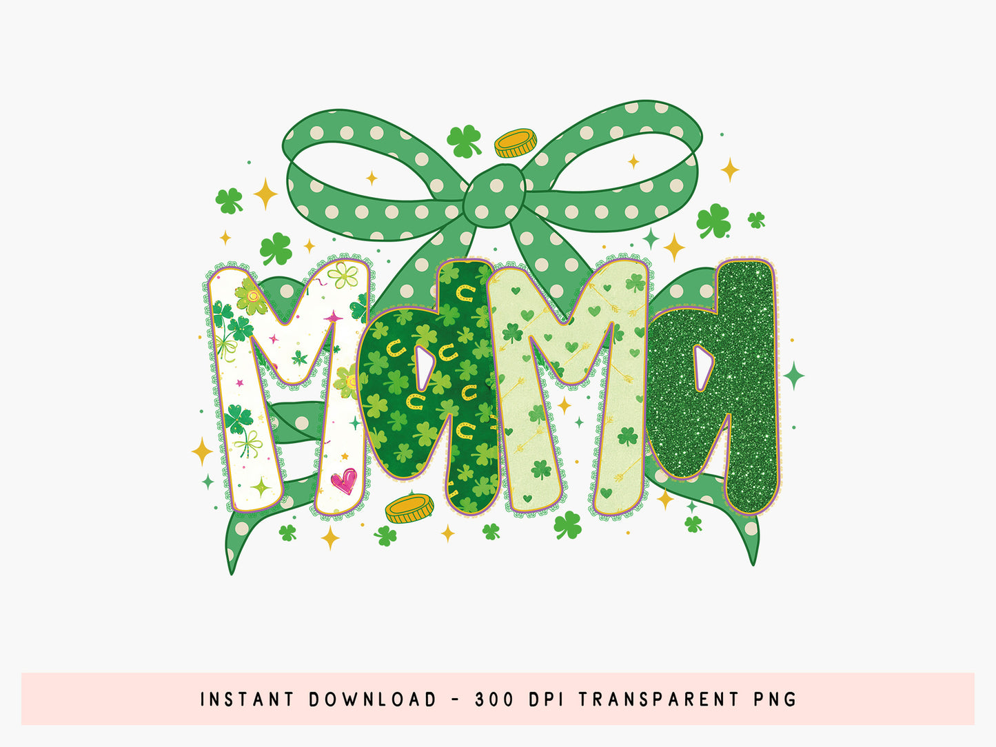Preppy Coquette Mama St Patrick's Day Sublimation