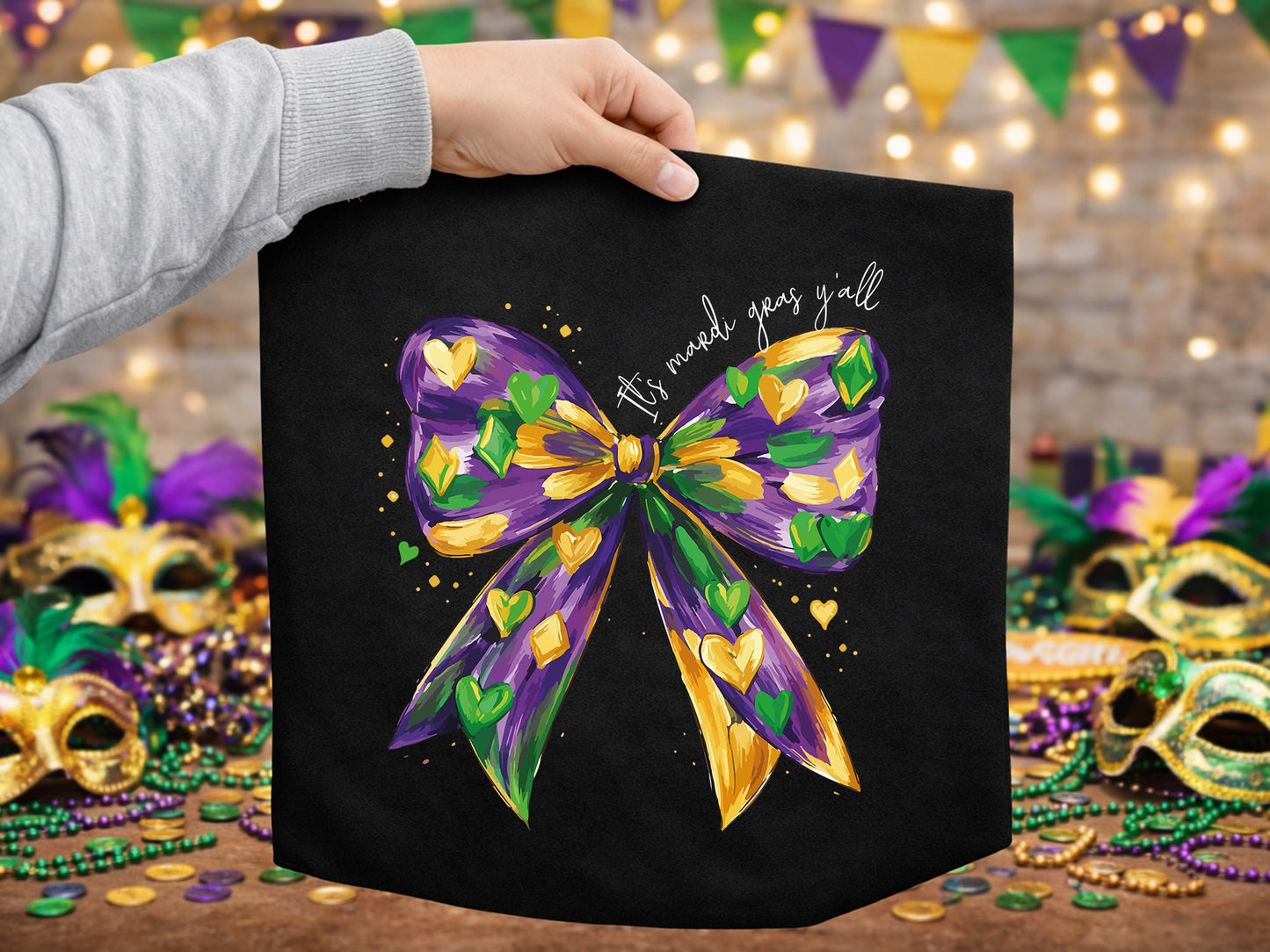 Preppy Coquette Mardi Gras Y'all Sublimation