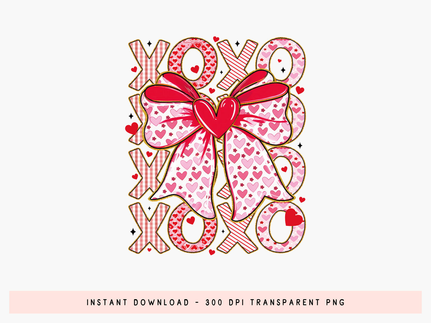 Preppy Coquette Xoxo Valentine Sublimation PNG