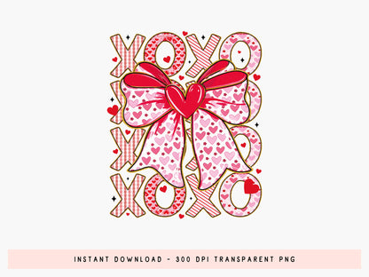 Preppy Coquette Xoxo Valentine Sublimation PNG