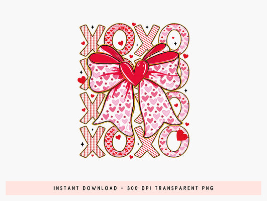Preppy Coquette Xoxo Valentine Sublimation PNG