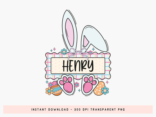 Preppy Easter Bunny Monogram Sublimation PNG