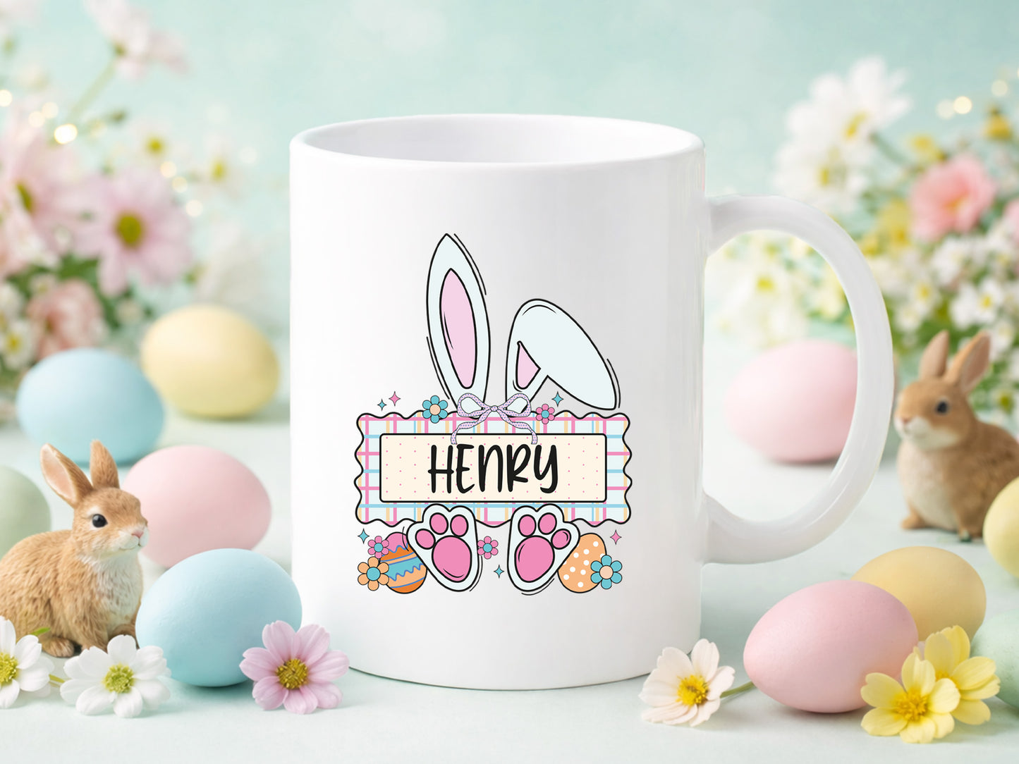 Preppy Easter Bunny Monogram Sublimation PNG