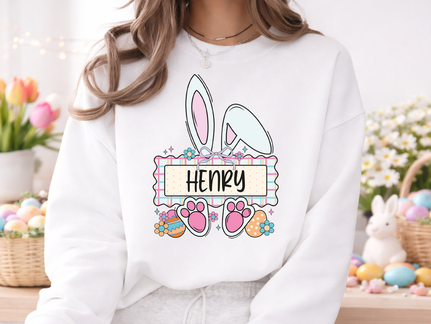 Preppy Easter Bunny Monogram Sublimation PNG