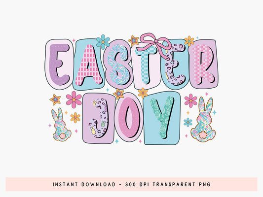 Preppy Easter Joy Sublimation PNG Design